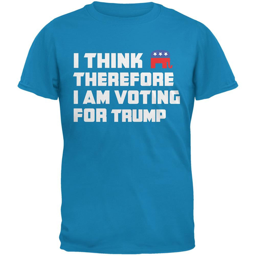 Election 2016 I Think Therefore Trump Sapphire Blue Adult T-Shirt Men's T-Shirts Old Glory 2XL Blue