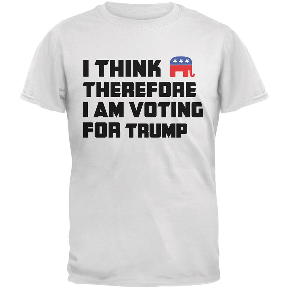 Election 2016 I Think Therefore Trump White Adult T-Shirt Men's T-Shirts Old Glory 2XL White