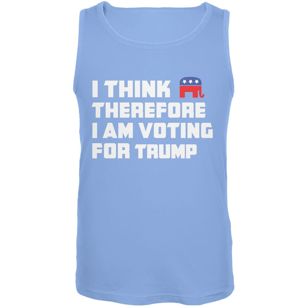 Election 2016 I Think Therefore Trump Carolina Blue Adult Tank Top Men's Tank Tops Old Glory 2XL Blue