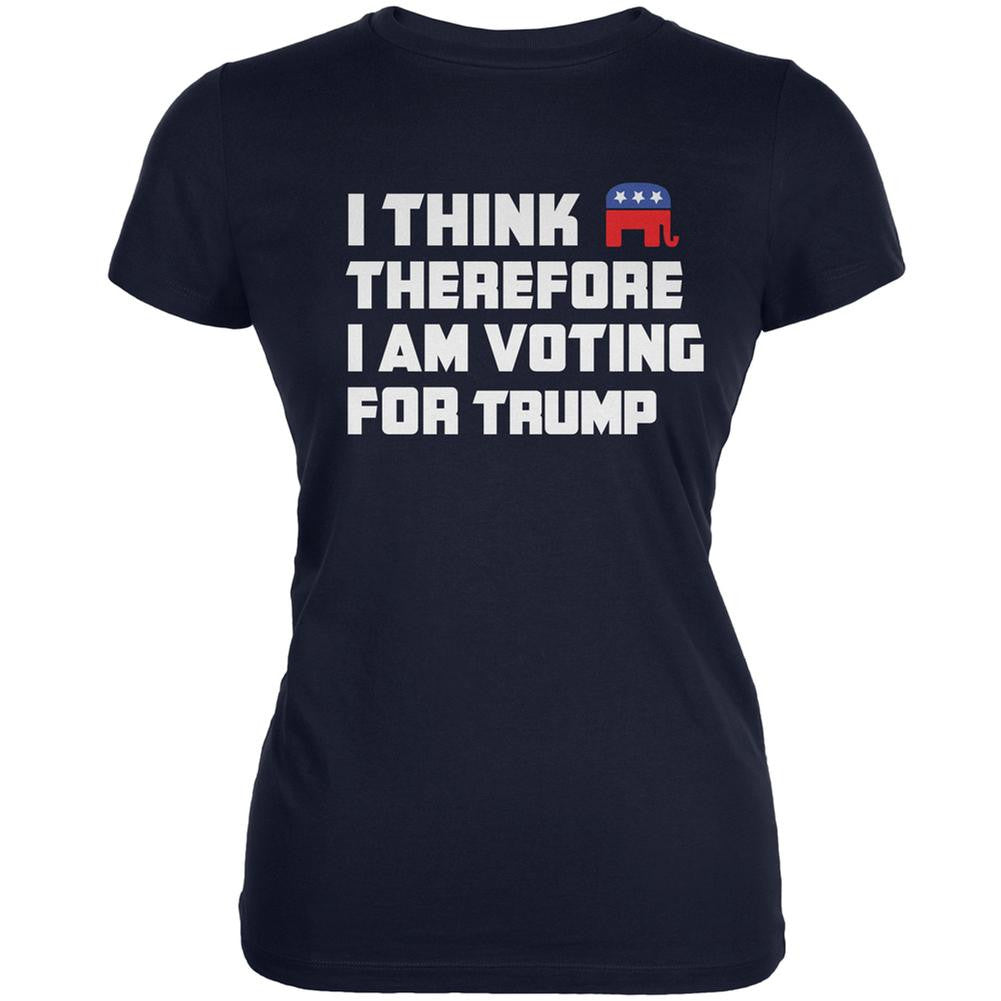 Election 2016 I Think Therefore Trump Navy Juniors Soft T-Shirt Juniors T-Shirts Old Glory 2XL Blue