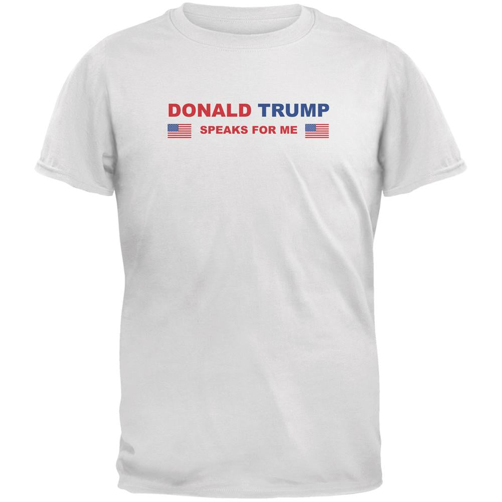 Election 2016 Trump Speaks For Me White Adult T-Shirt Men's T-Shirts Old Glory 2XL White