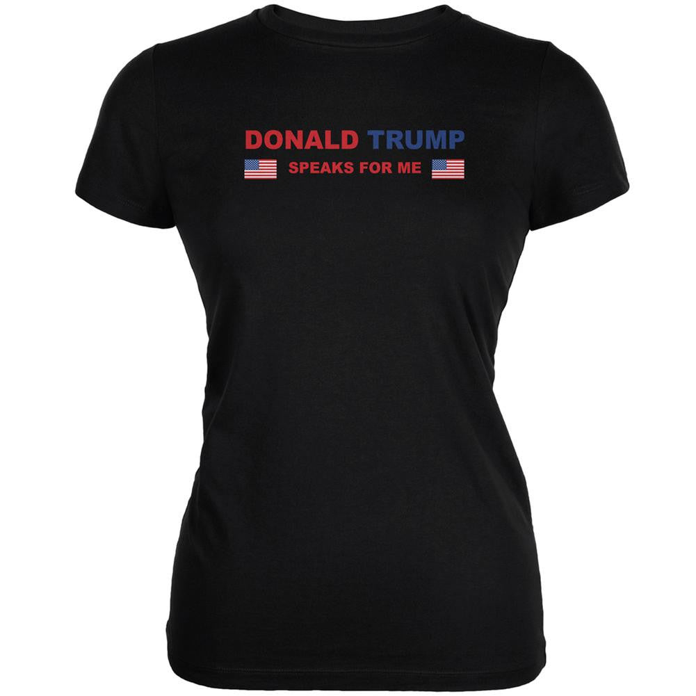 Election 2016 Trump Speaks For Me Black Juniors Soft T-Shirt Juniors T-Shirts Old Glory 2XL Black