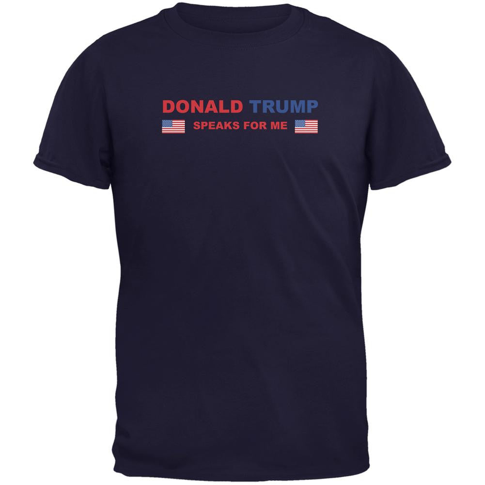 Election 2016 Trump Speaks For Me Navy Adult T-Shirt Men's T-Shirts Old Glory 2XL Blue