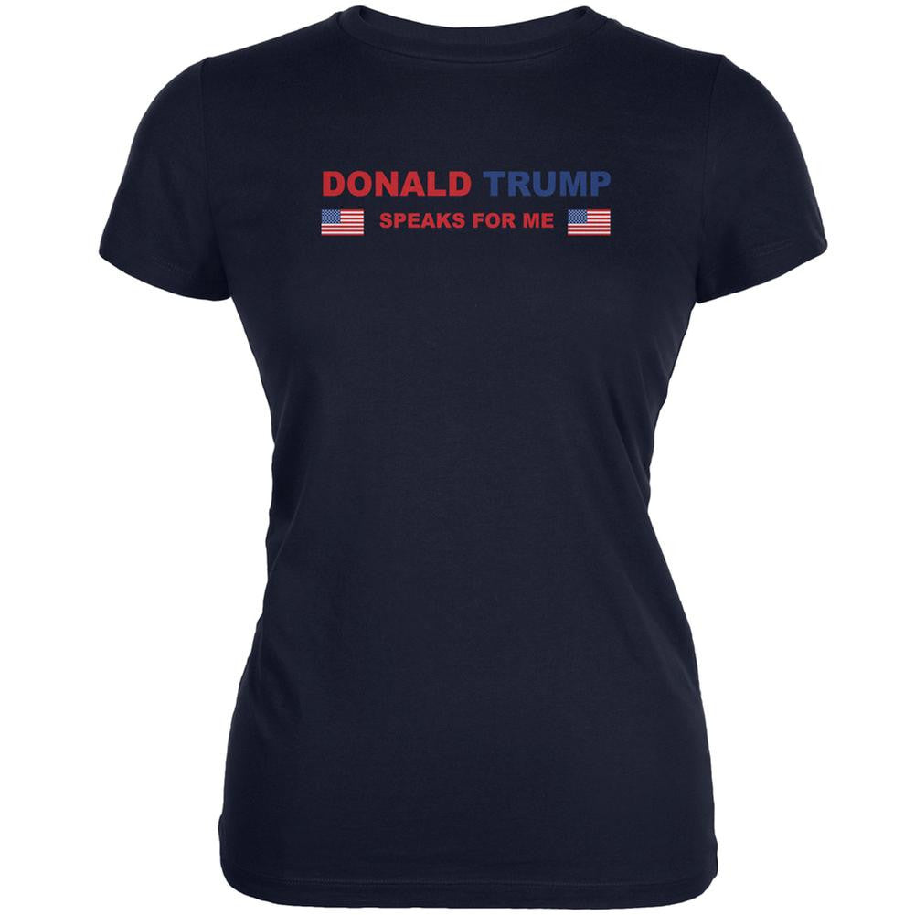 Election 2016 Trump Speaks For Me Navy Juniors Soft T-Shirt Juniors T-Shirts Old Glory 2XL Blue