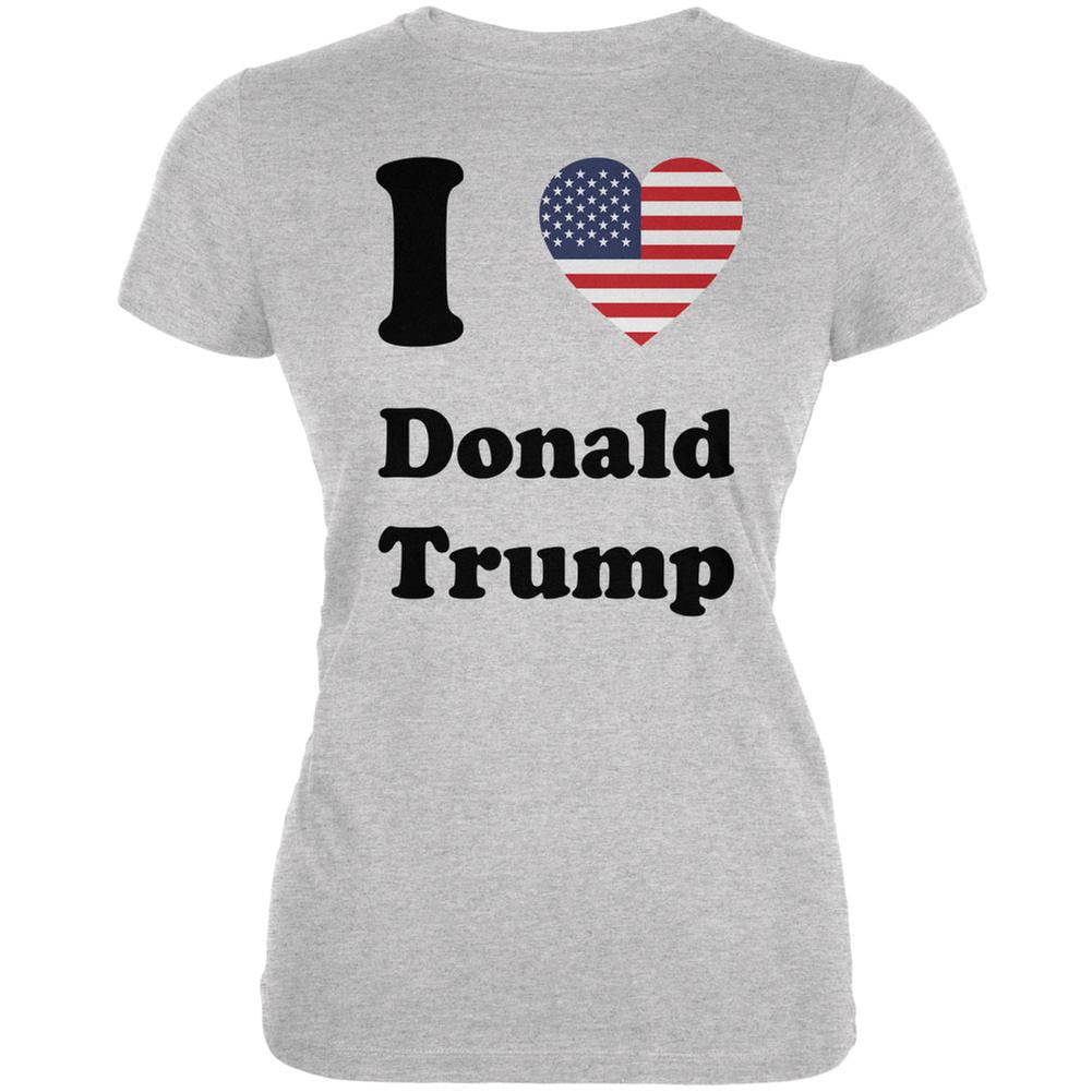 Election 2016 I Heart Donald Trump Heather Grey Juniors Soft T-Shirt Juniors T-Shirts Old Glory 2XL Grey