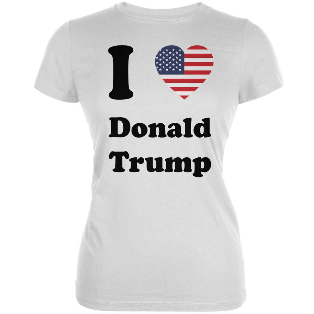 Election 2016 I Heart Donald Trump White Juniors Soft T-Shirt Juniors T-Shirts Old Glory 2XL White