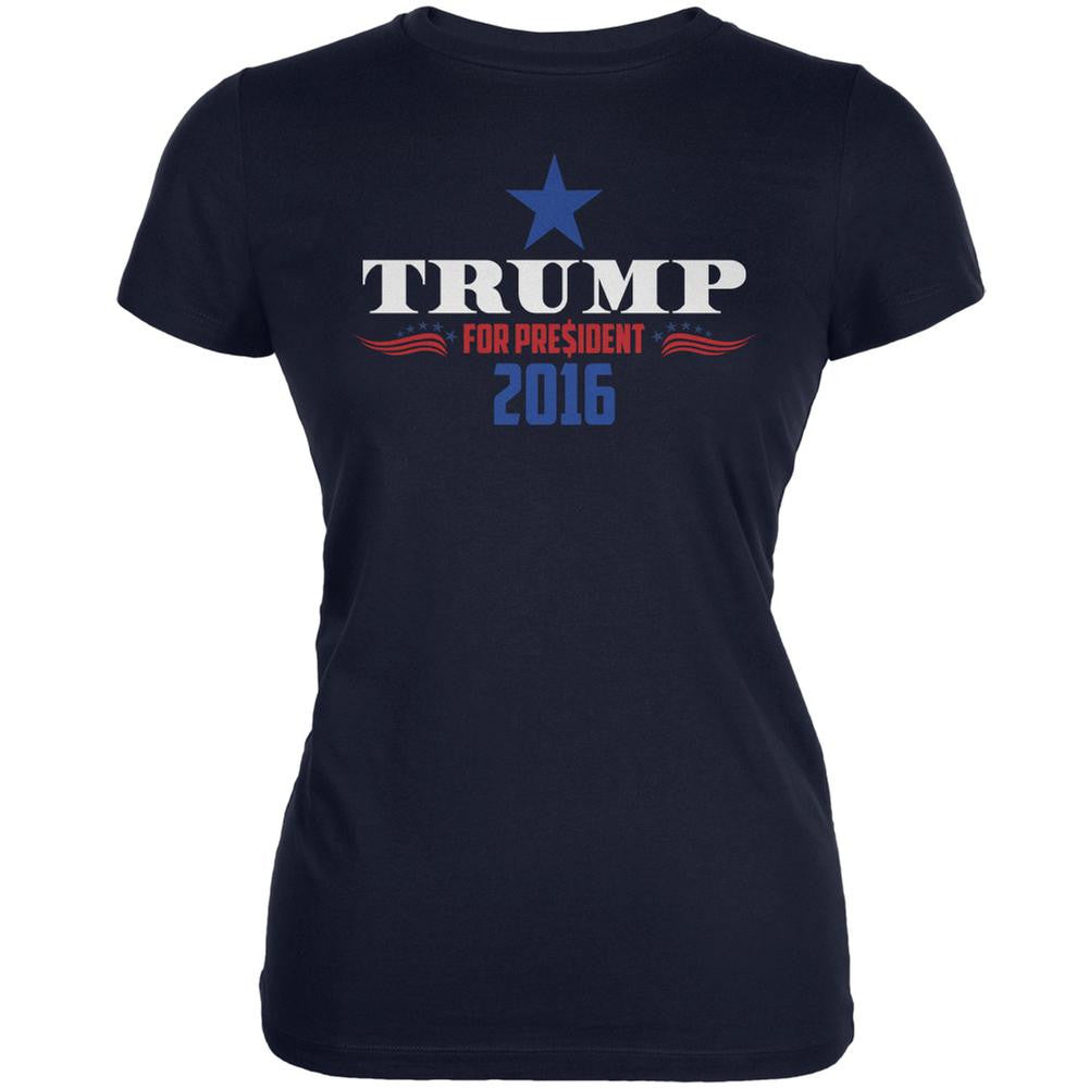Election 2016 Trump For President Dollar Sign Navy Juniors Soft T-Shirt Juniors T-Shirts Old Glory 2XL Blue