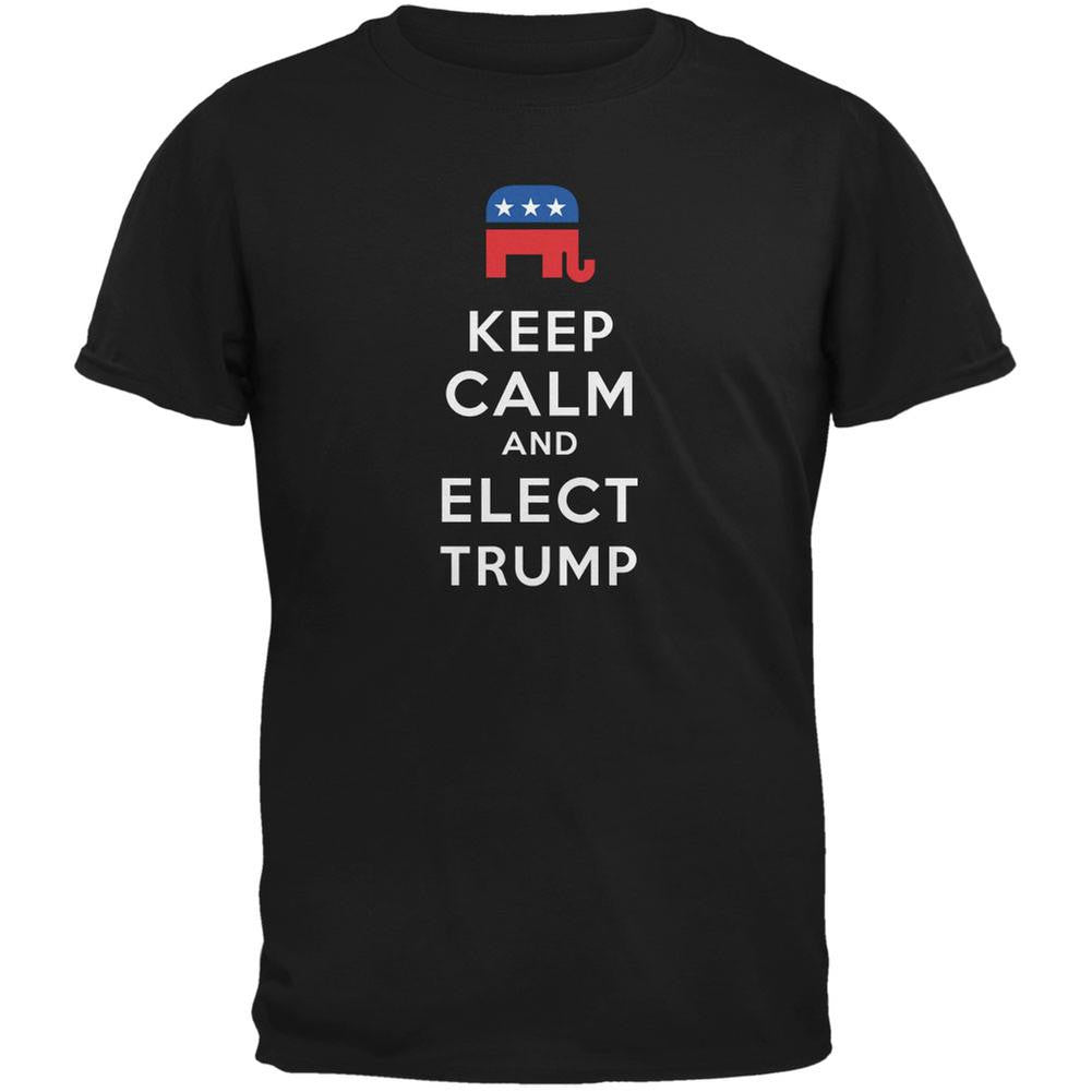 Election 2016 Keep Calm and Elect Trump Black Adult T-Shirt Men's T-Shirts Old Glory 2XL Black