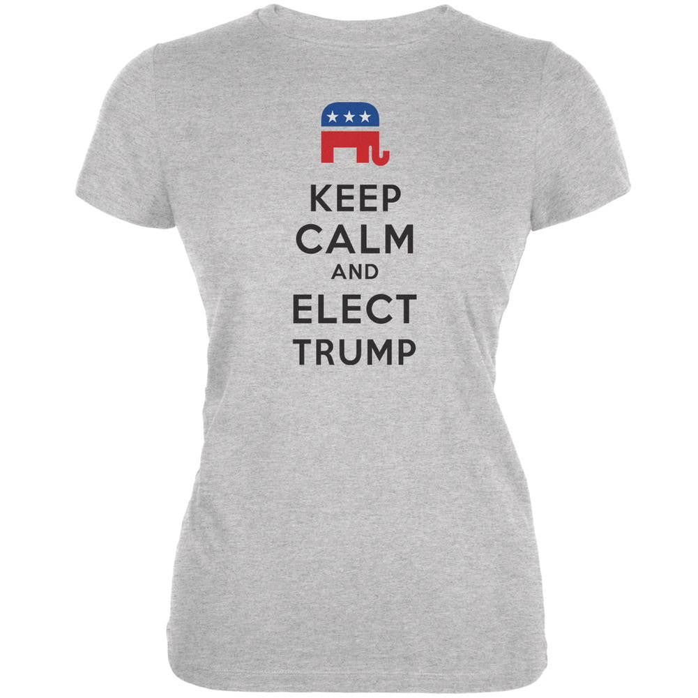 Election 2016 Keep Calm and Elect Trump Heather Grey Juniors Soft T-Shirt Juniors T-Shirts Old Glory 2XL Grey