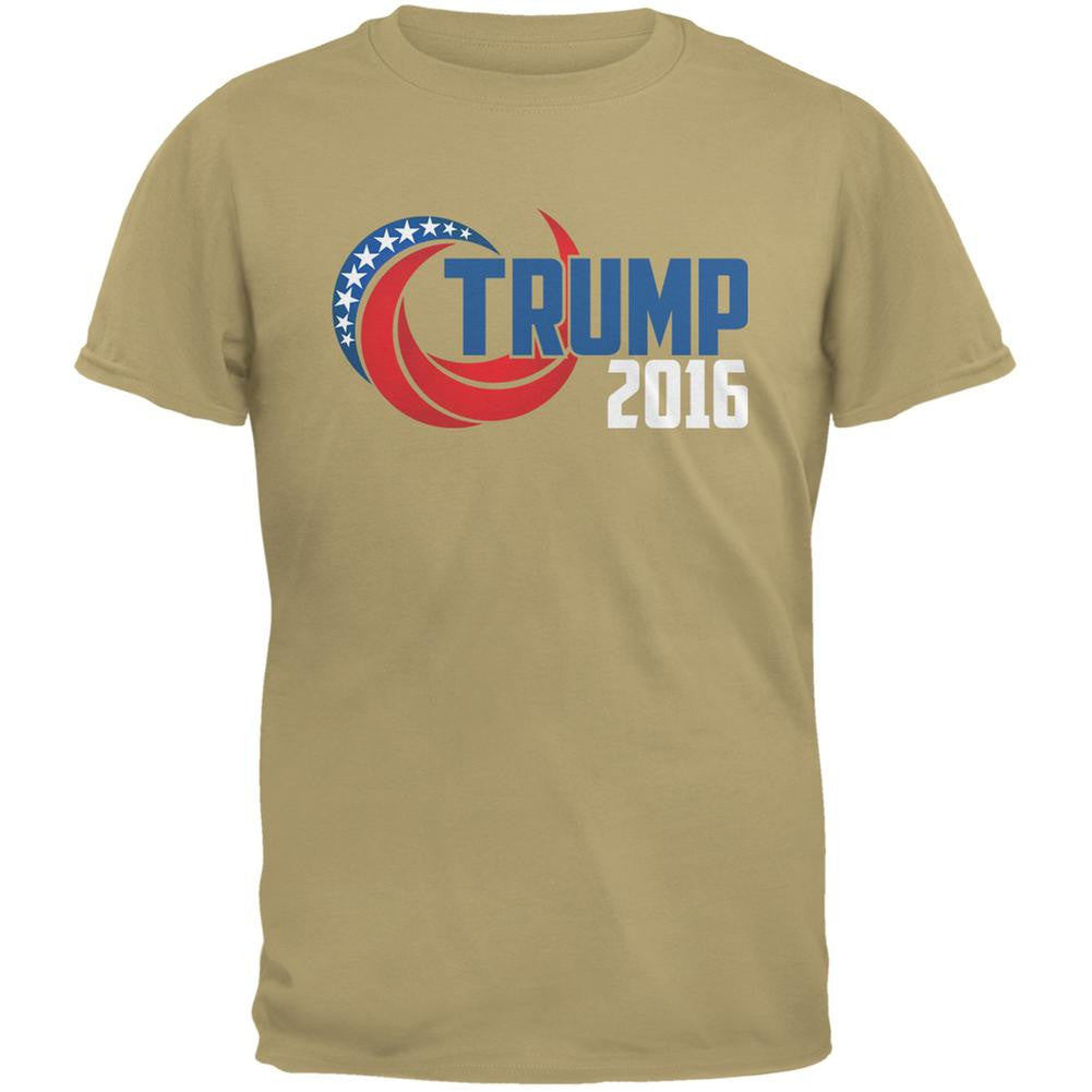 Election 2016 Trump 2016 Swoosh Tan Adult T-Shirt Men's T-Shirts Old Glory 2XL Beige