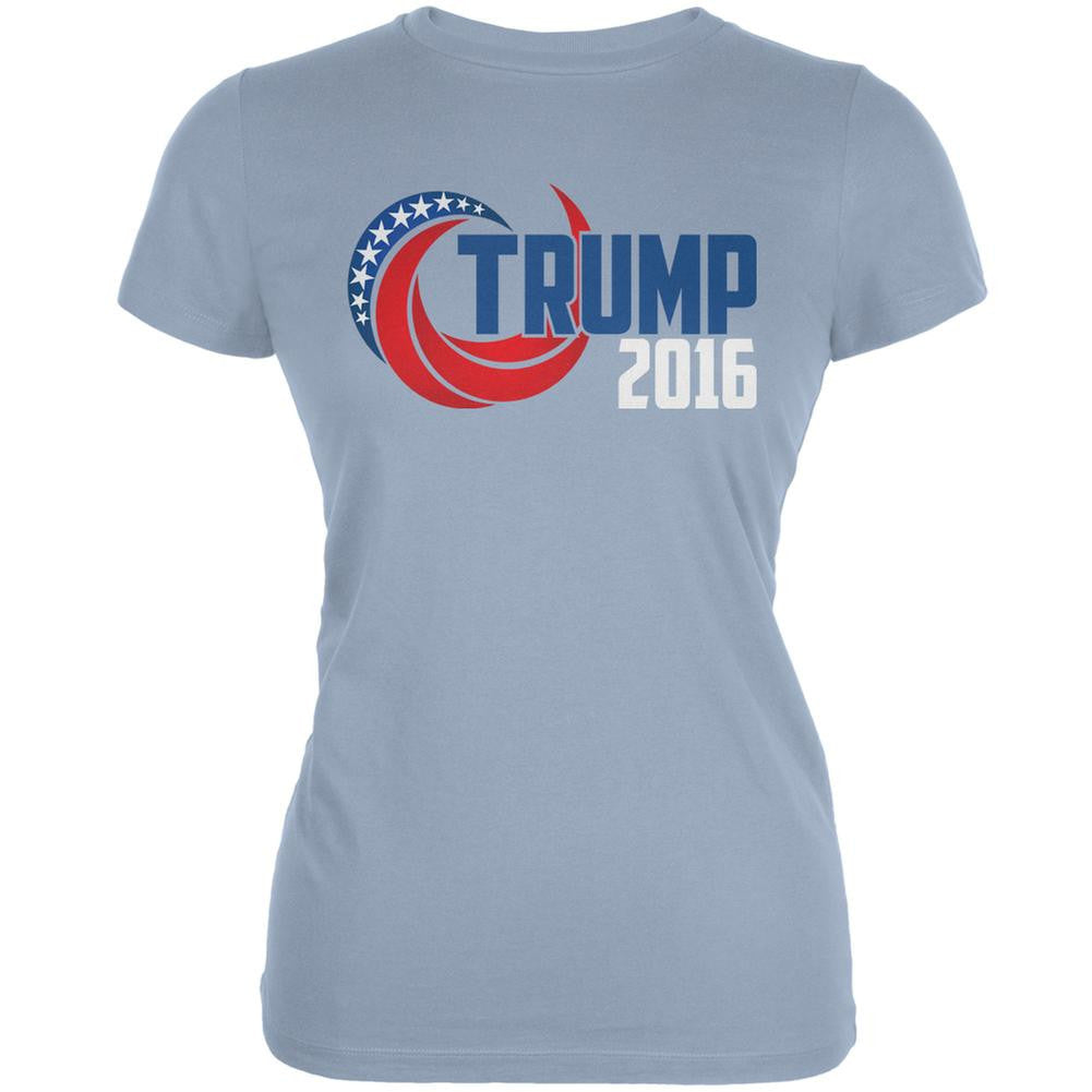 Election 2016 Trump 2016 Swoosh Light Blue Juniors Soft T-Shirt Juniors T-Shirts Old Glory 2XL Blue