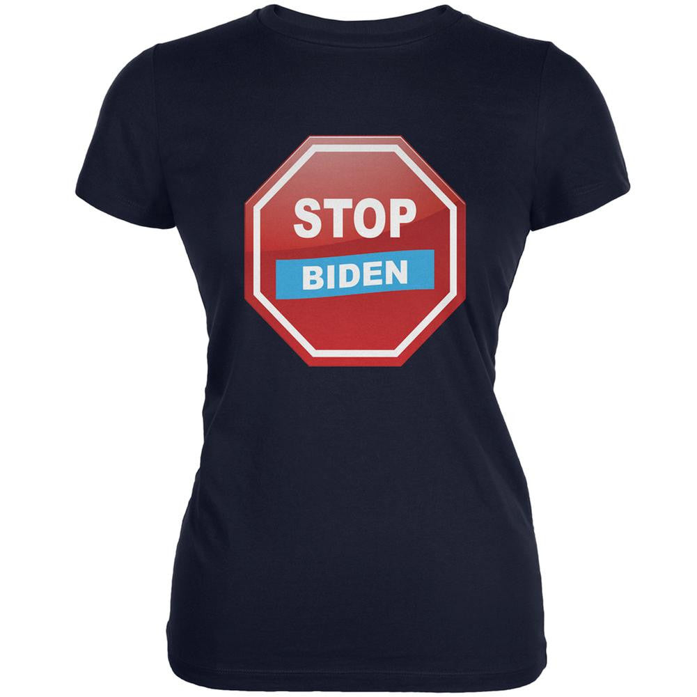 Election 2016 Stop Biden Navy Juniors Soft T-Shirt Juniors T-Shirts Old Glory 2XL Blue