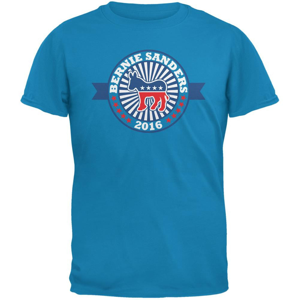Election 2016 Bernie Sanders Democratic Donkey Sapphire Blue Adult T-Shirt Men's T-Shirts Old Glory 2XL Blue