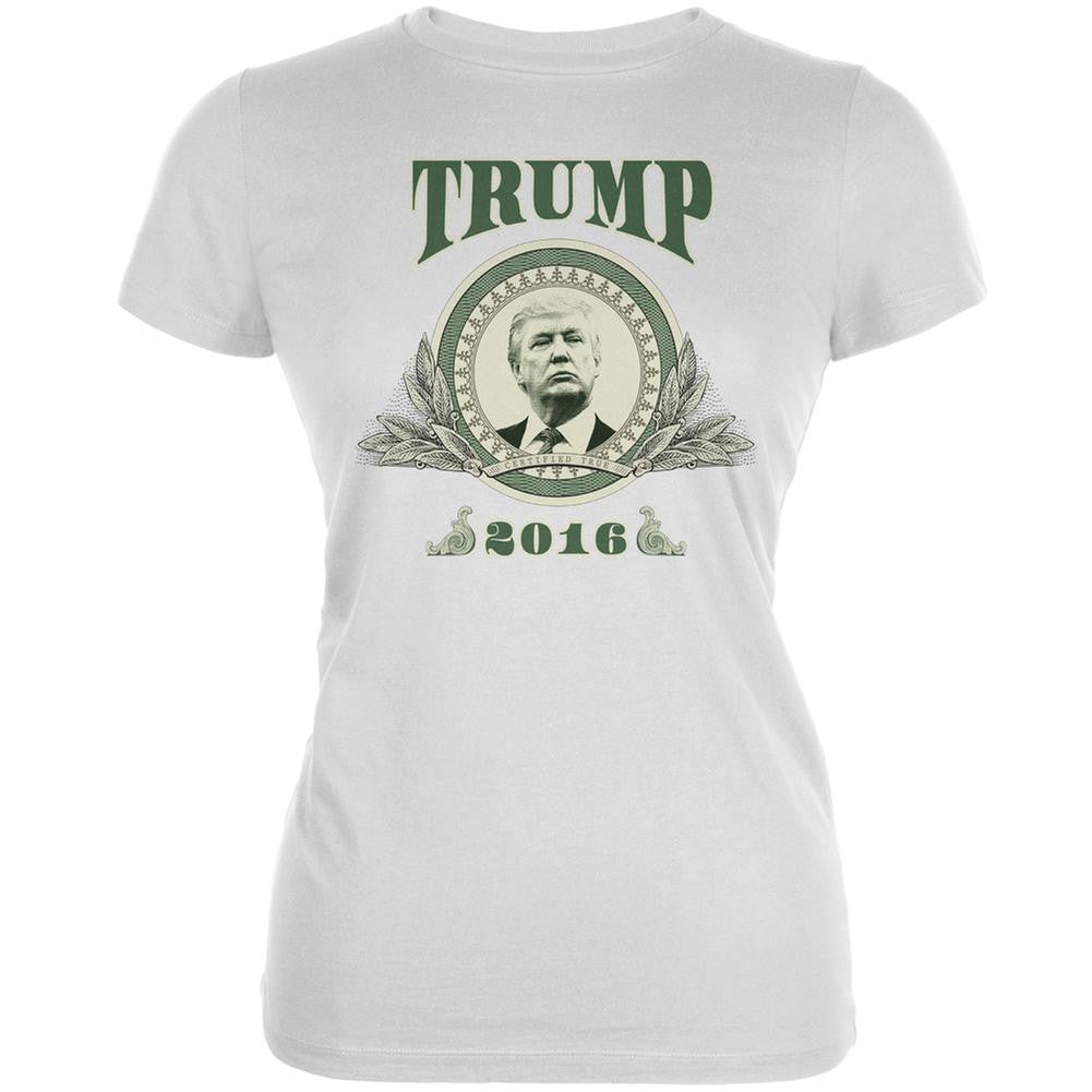 Election 2016 Trump Dollar 2016 White Juniors Soft T-Shirt Juniors T-Shirts Old Glory 2XL White