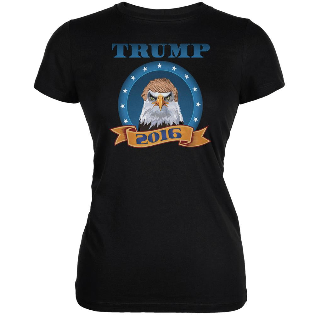 Election 2016 Donald Trump Bald Eagle toupee Black Juniors Soft T-Shirt Juniors T-Shirts Old Glory 2XL Black