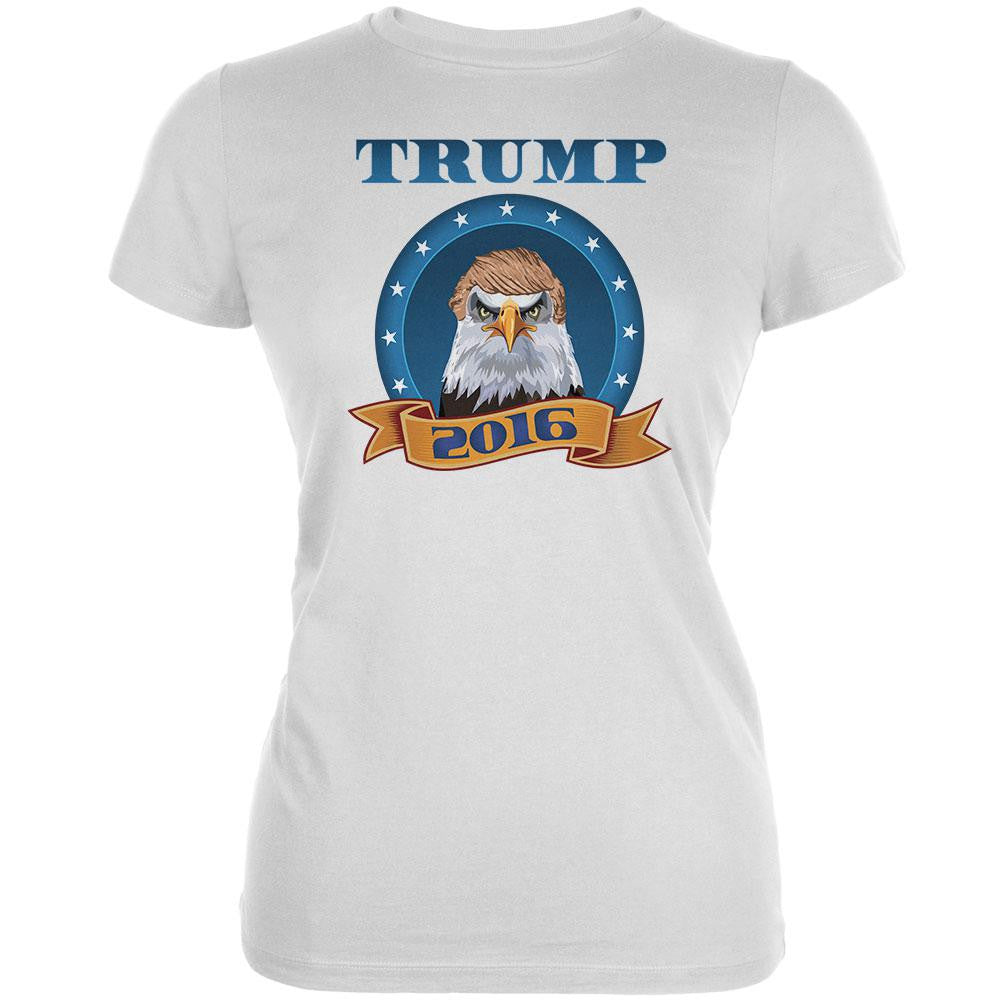 Election 2016 Donald Trump Bald Eagle toupee White Juniors Soft T-Shirt Juniors T-Shirts Old Glory 2XL White