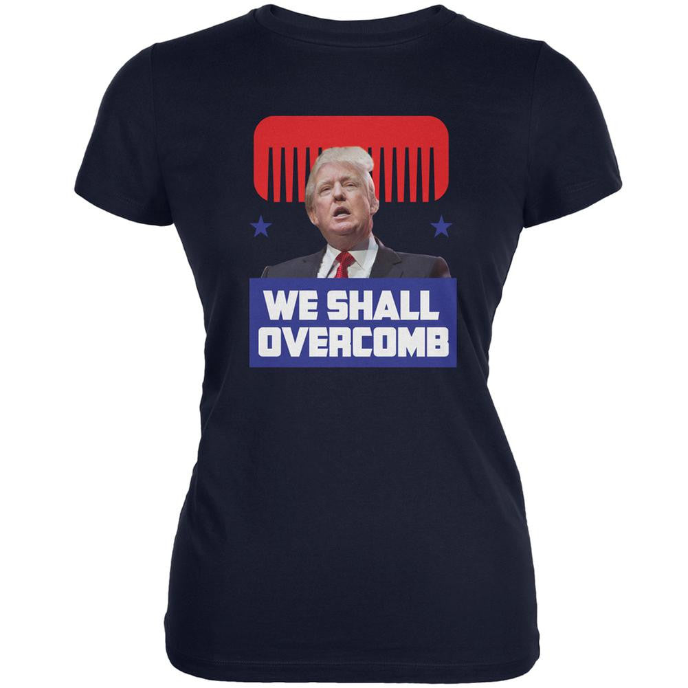 Election 2016 Trump We Shall Overcomb Navy Juniors Soft T-Shirt Juniors T-Shirts Old Glory 2XL Blue
