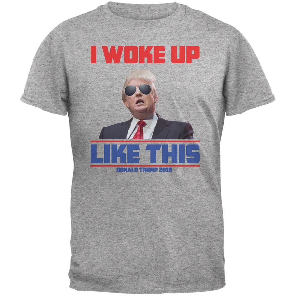 Election 2016 Trump I Woke Up Like This Heather Grey Adult T-Shirt Men's T-Shirts Old Glory 2XL Grey