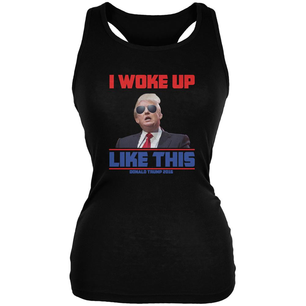 Election 2016 Trump I Woke Up Like This Black Juniors Soft Tank Top Juniors Tank Tops Old Glory 2XL Black