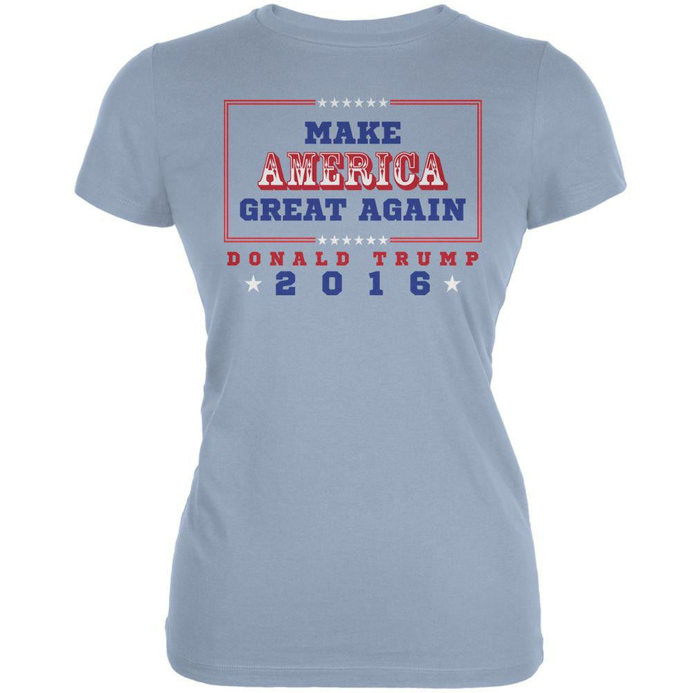 Election 2016 Trump 2016 Slogan Light Blue Juniors Soft T-Shirt Juniors T-Shirts Old Glory 2XL Blue