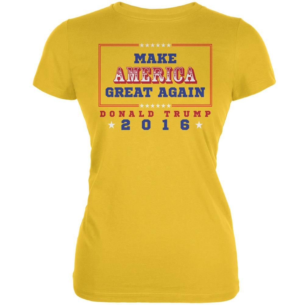 Election 2016 Trump 2016 Slogan Bright Yellow Juniors Soft T-Shirt Juniors T-Shirts Old Glory 2XL Yellow