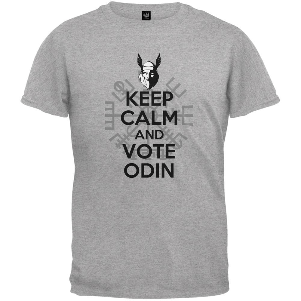 Keep Calm Vote Odin Funny Heather Grey Youth T-Shirt Youth T-Shirts Old Glory LG Grey