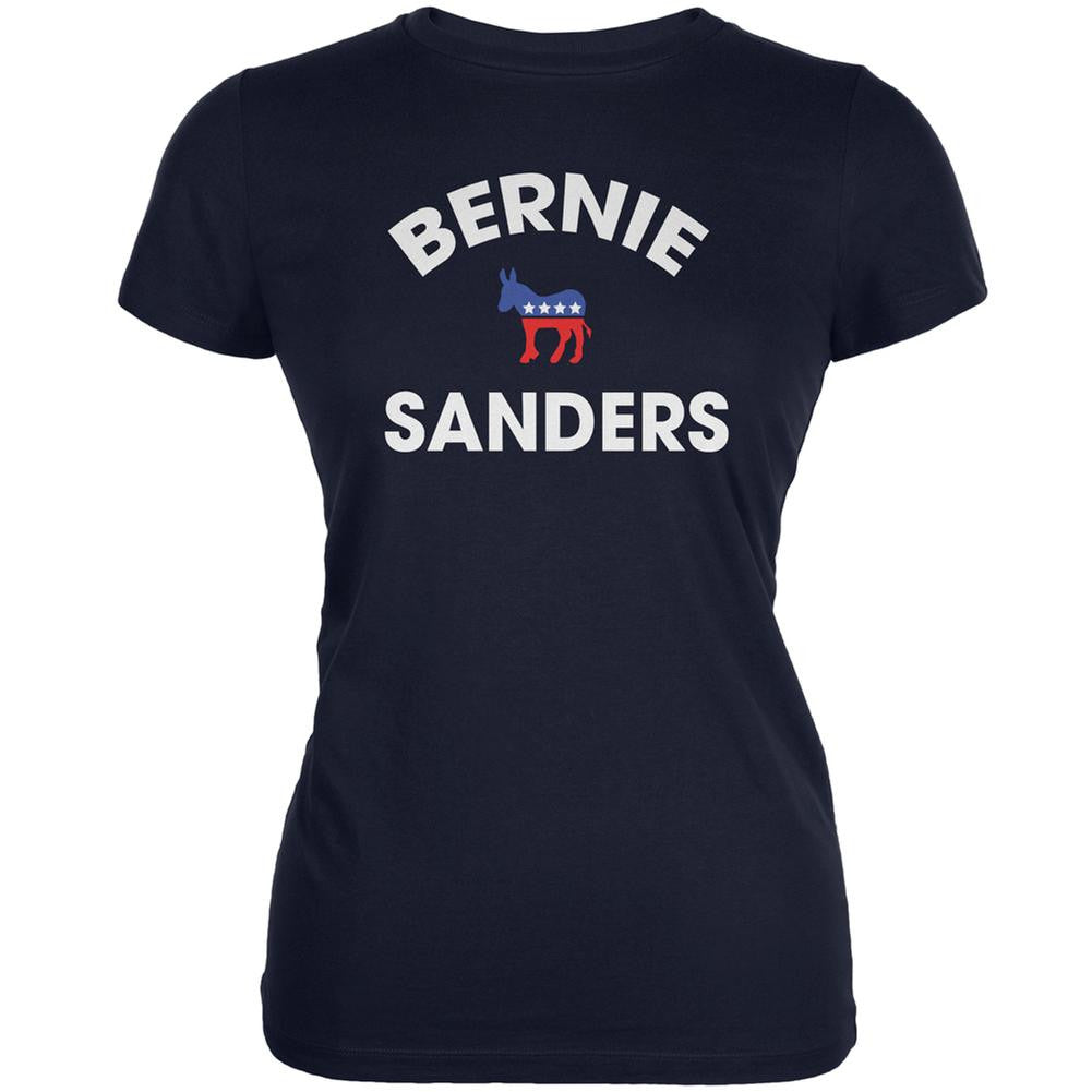 Election 2016 Bernie Donkey Varsity Navy Juniors Soft T-Shirt Juniors T-Shirts Old Glory 2XL Blue