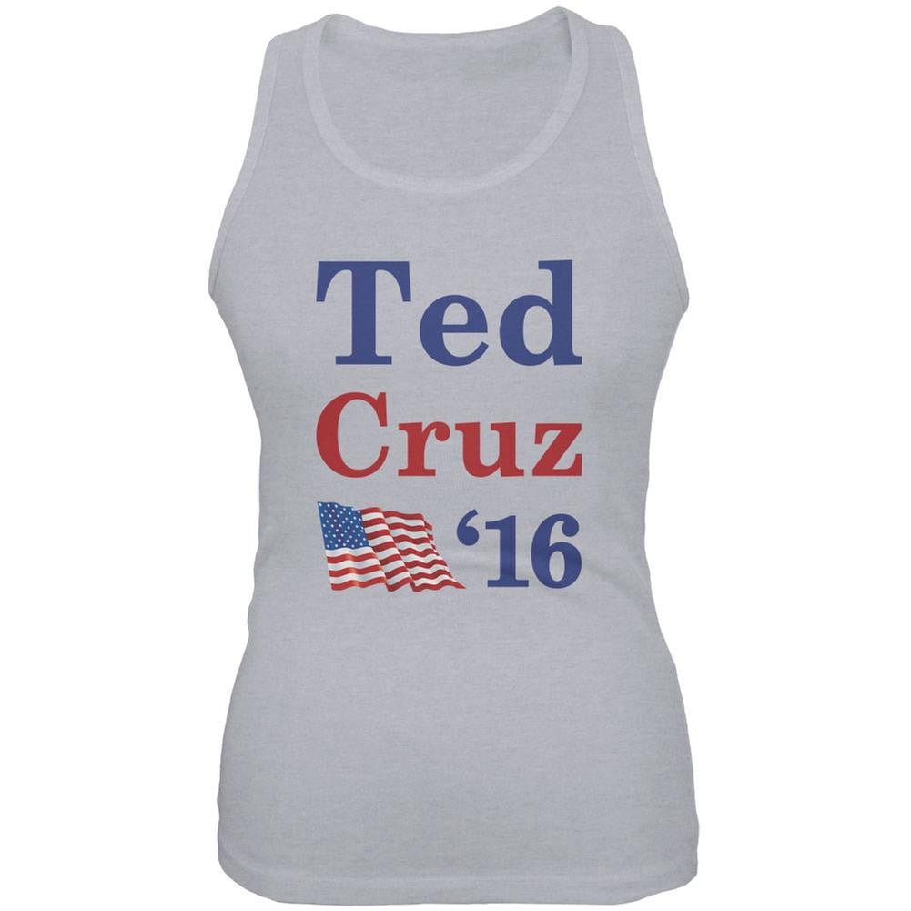 Election 2016 16 Flag Ted Cruz Heather Grey Juniors Soft Tank Top Juniors Tank Tops Old Glory 2XL Grey