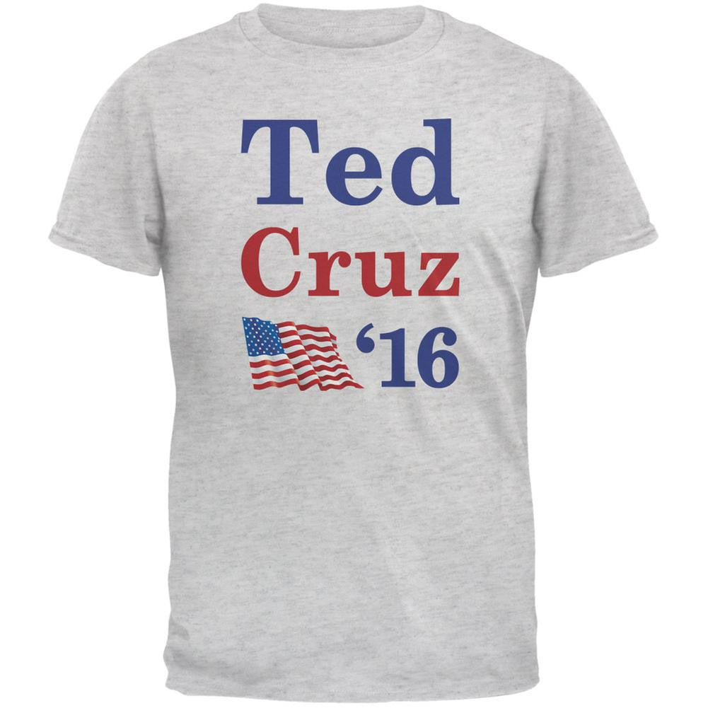 Election 2016 16 Flag Ted Cruz Light Heather Grey Adult T-Shirt Men's T-Shirts Old Glory 2XL Grey