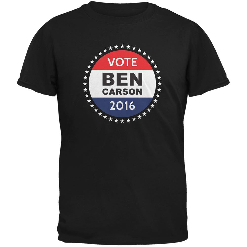 Election 2016 Ben Carson Badge Black Adult T-Shirt Men's T-Shirts Old Glory 2XL Black