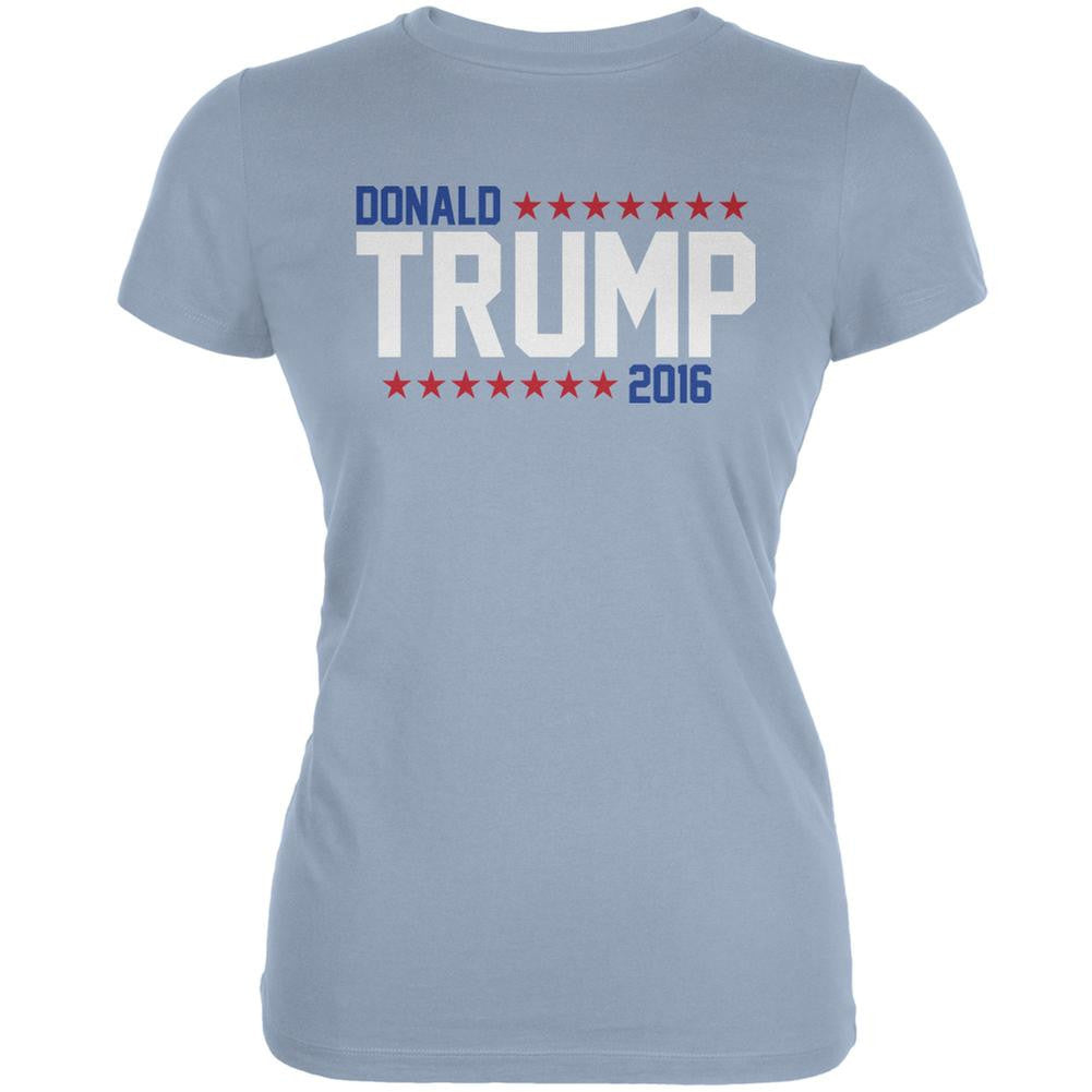 Election 2016 Donald Trump 2016 Stars Light Blue Juniors Soft T-Shirt Juniors T-Shirts Old Glory 2XL Blue
