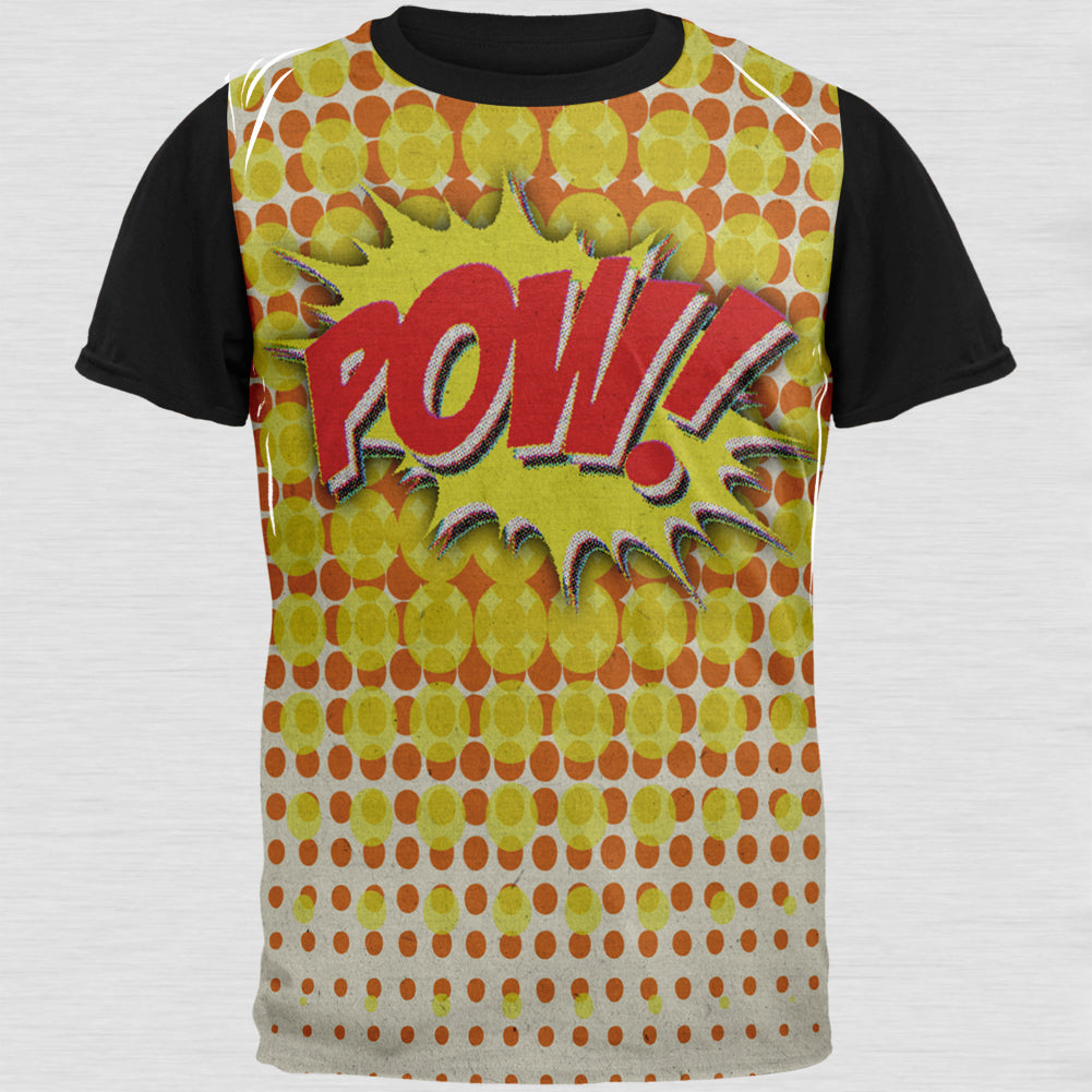 POW Comic Book Super Hero Adult Black Back T-Shirt Men's T-Shirts Old Glory SM Multicolored