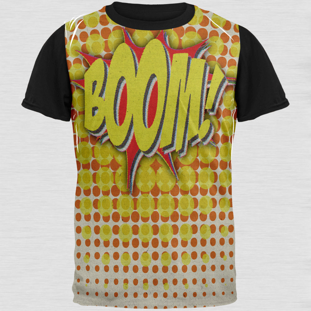 BOOM Comic Book Super Hero Adult Black Back T-Shirt Men's T-Shirts Old Glory SM Multicolored