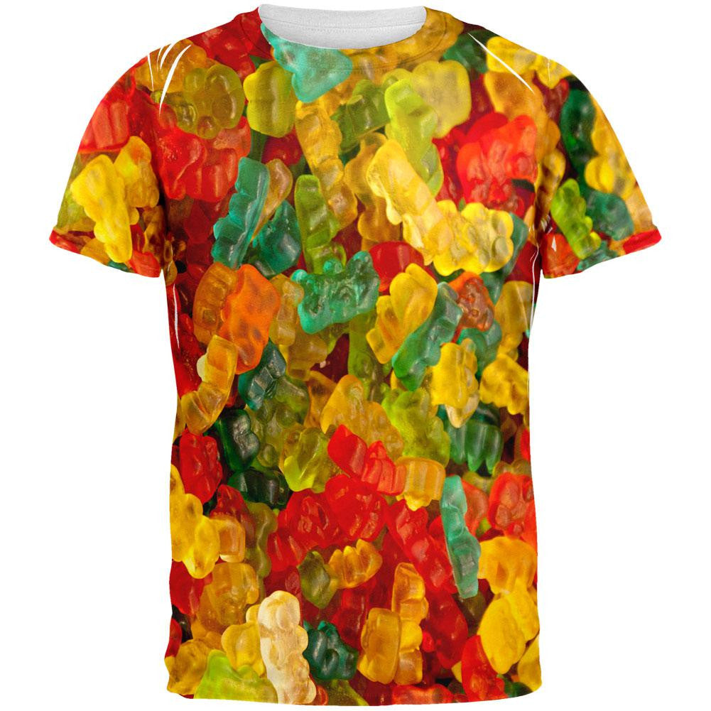 Candy Gummy Bears All Over Adult T-Shirt Men's T-Shirts Old Glory 2XL Multi