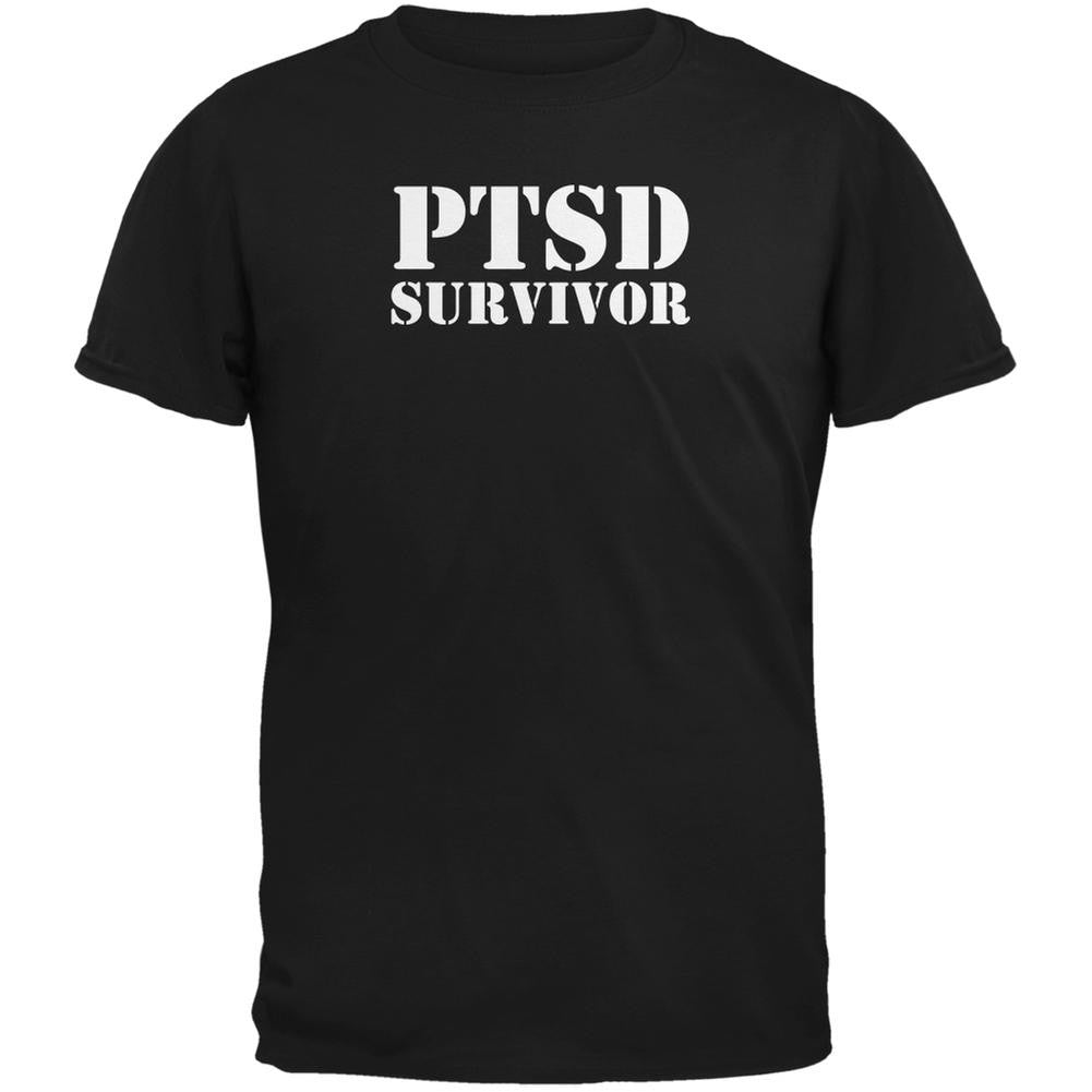 PTSD Survivor Black Adult T-Shirt Men's T-Shirts Old Glory 2XL Black