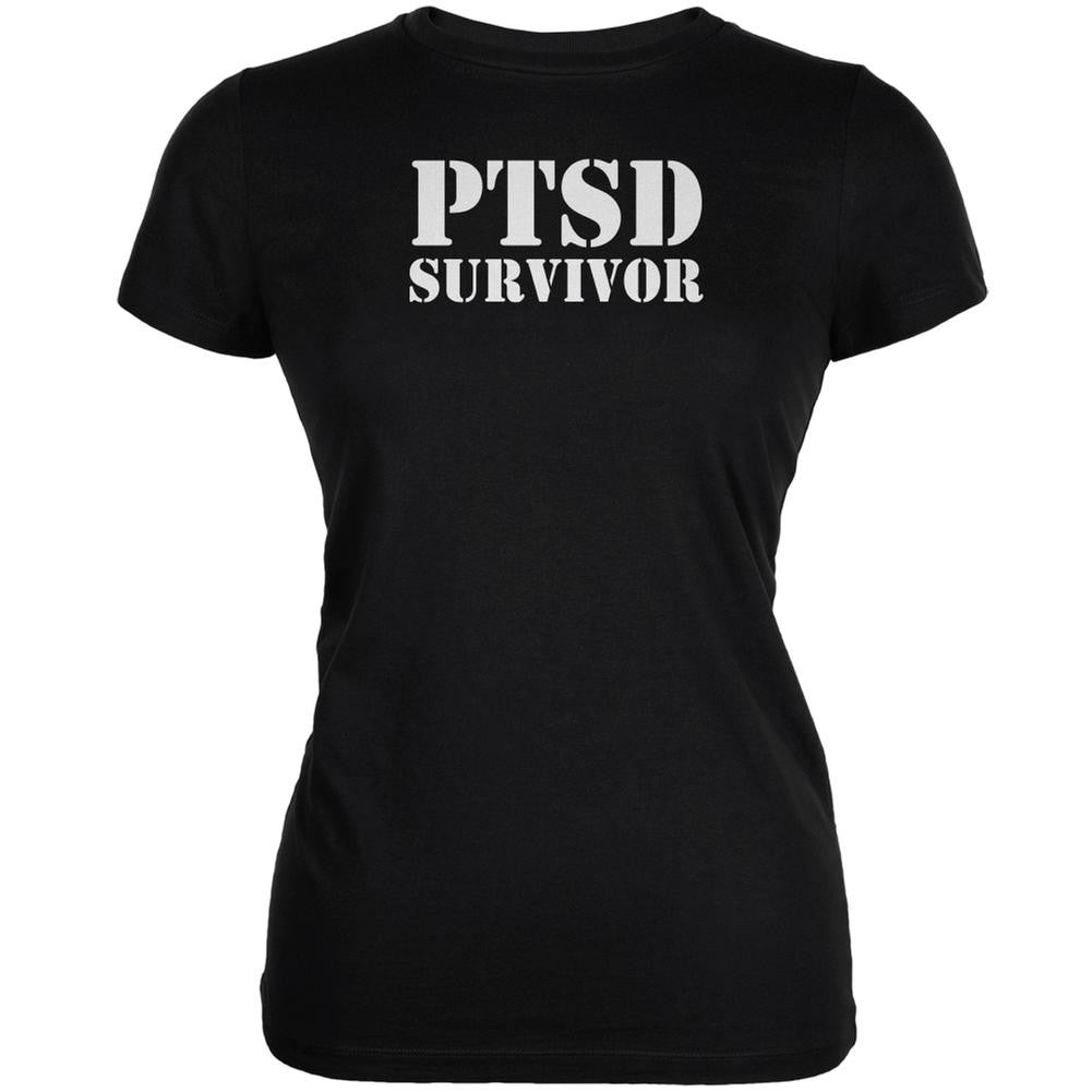 PTSD Survivor Black Juniors Soft T-Shirt Juniors T-Shirts Old Glory 2XL Black