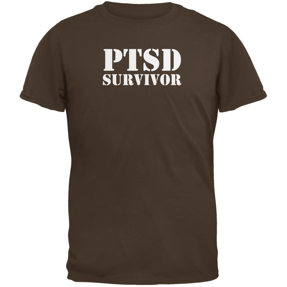 PTSD Survivor Brown Adult T-Shirt Men's T-Shirts Old Glory 2XL Brown