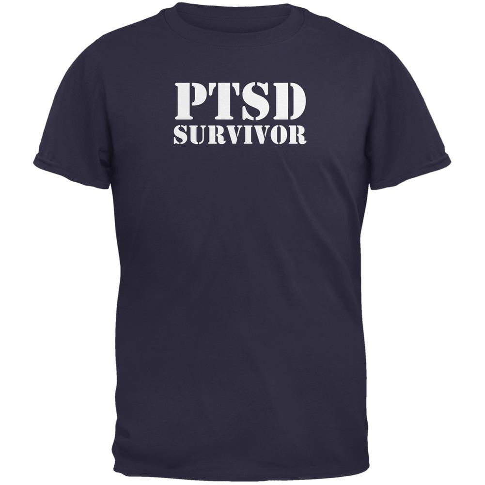 PTSD Survivor Navy Adult T-Shirt Men's T-Shirts Old Glory 2XL Blue