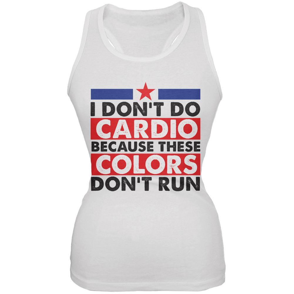 4th Of July I Don't Do Cardio White Juniors Soft Tank Top Juniors Tank Tops Old Glory 2XL White