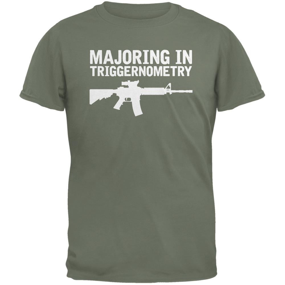 Majoring In Triggernometry Military Green Adult T-Shirt Men's T-Shirts Old Glory 2XL Green