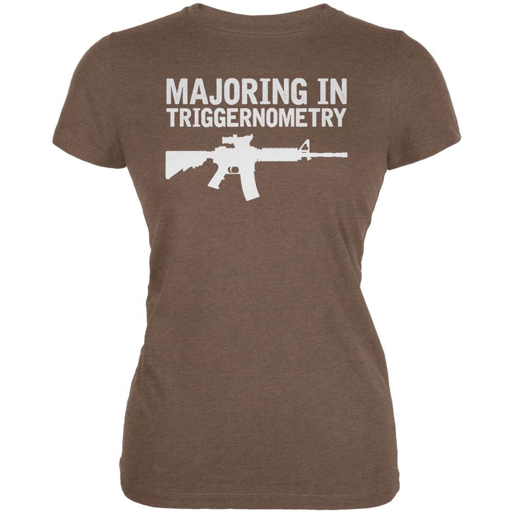 Majoring In Triggernometry Heather Brown Juniors Soft T-Shirt Juniors T-Shirts Old Glory 2XL Green