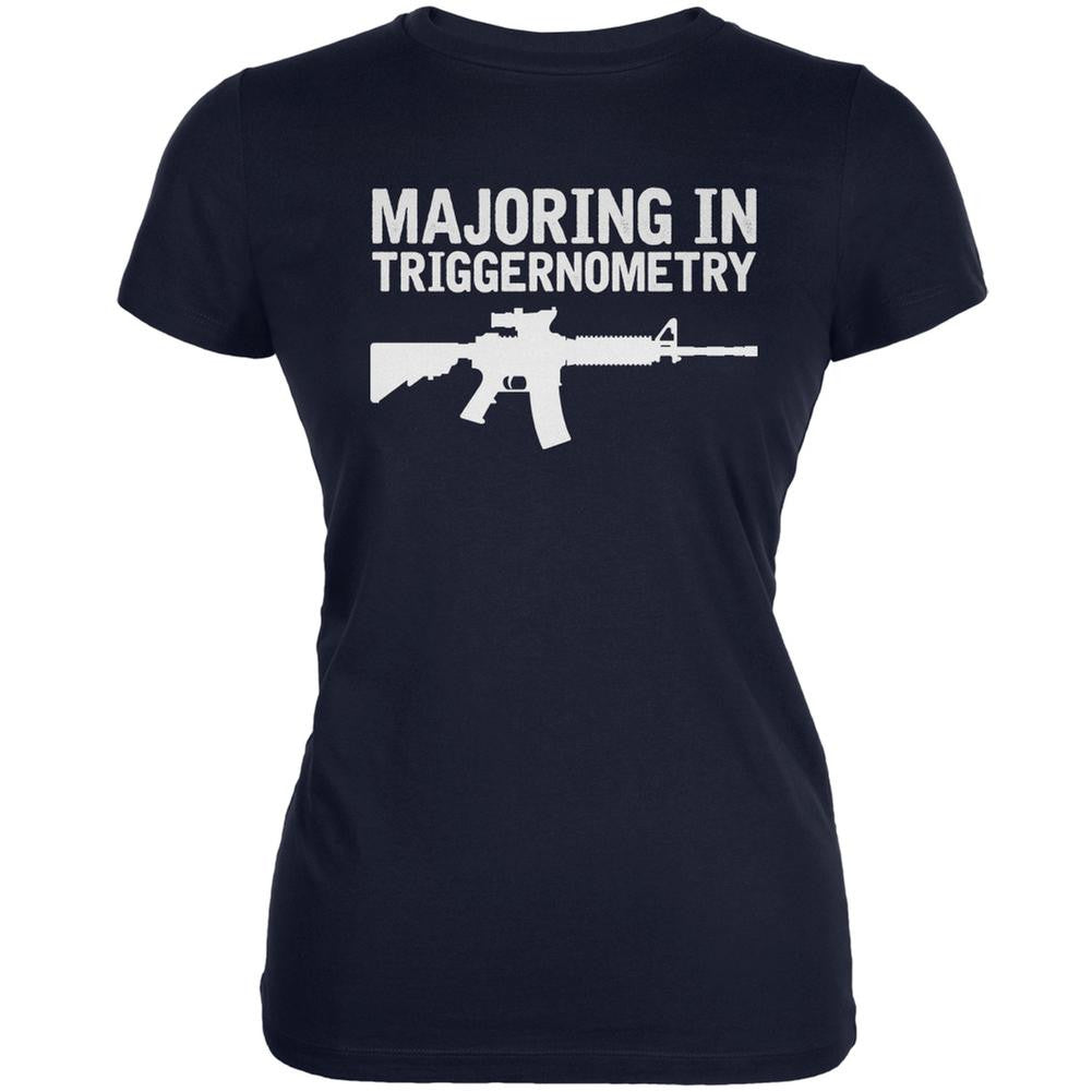 Majoring In Triggernometry Navy Juniors Soft T-Shirt Juniors T-Shirts Old Glory 2XL Blue