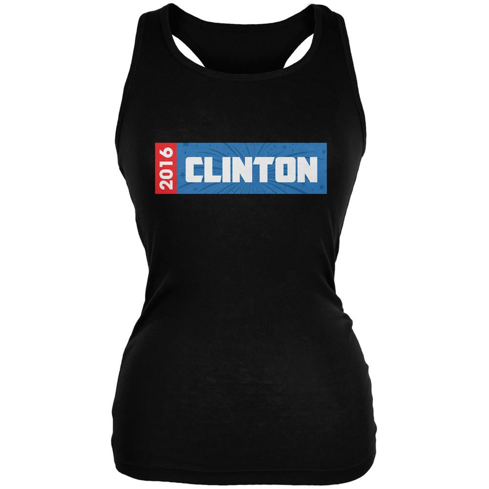 Election 2016 Clinton Rectangle Logo Black Juniors Soft Tank Top Juniors Tank Tops Old Glory 2XL Black