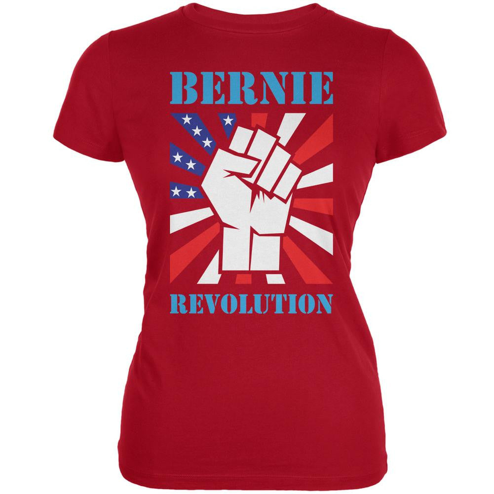 Election 2016 Bernie Sanders Raised Fist Revolution Red Juniors Soft T-Shirt Juniors T-Shirts Old Glory 2XL Red