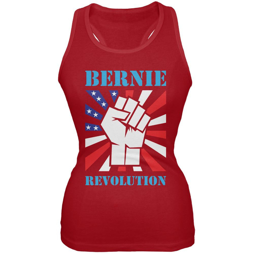 Election 2016 Bernie Sanders Raised Fist Revolution Red Juniors Soft Tank Top Juniors Tank Tops Old Glory 2XL Red