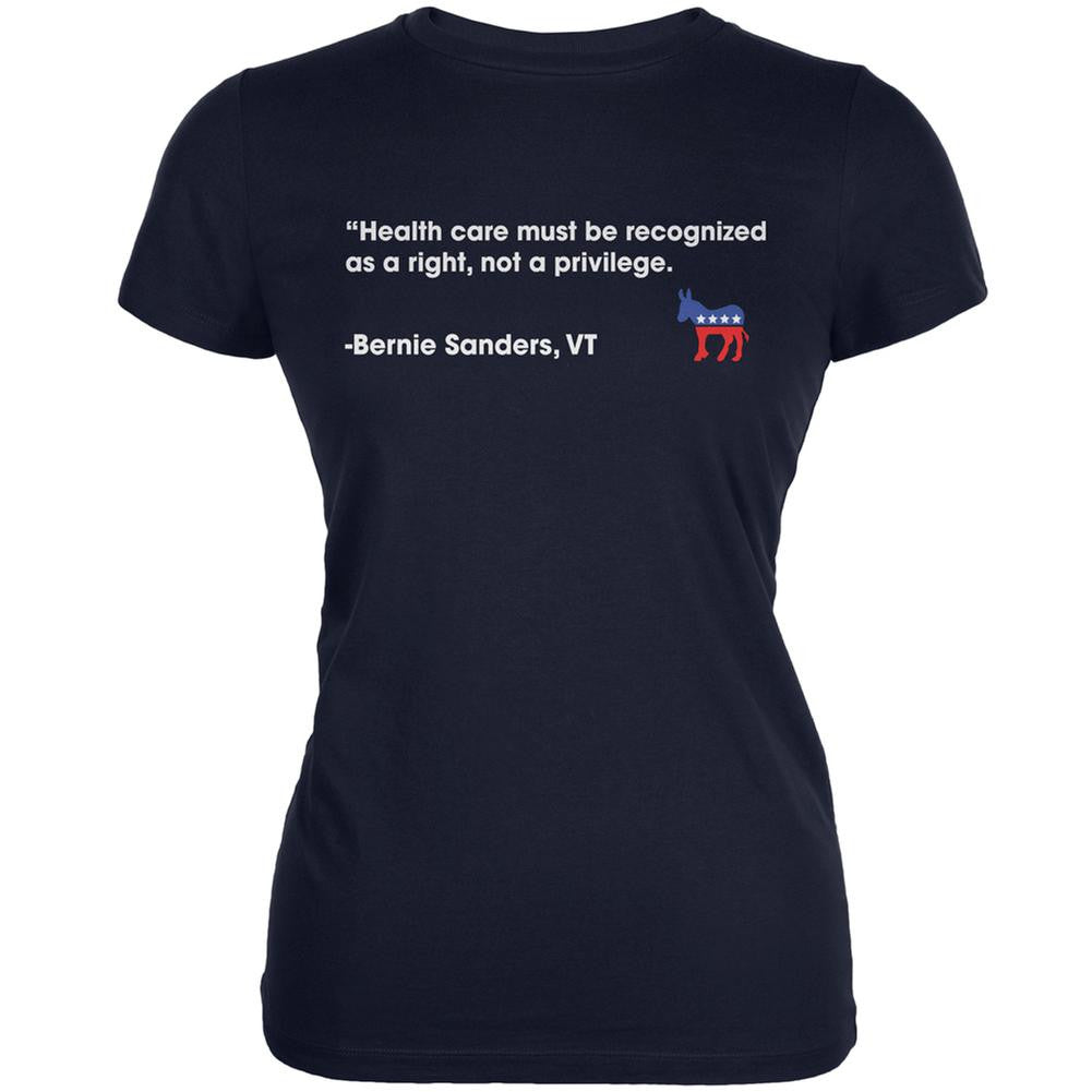 Election 2016 Bernie Healthcare Quote Navy Juniors Soft T-Shirt Juniors T-Shirts Old Glory 2XL Blue
