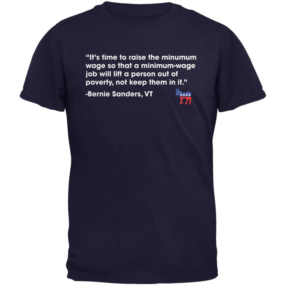 Election 2016 Bernie Sanders Poverty Quote Navy Adult T-Shirt Men's T-Shirts Old Glory 2XL Blue