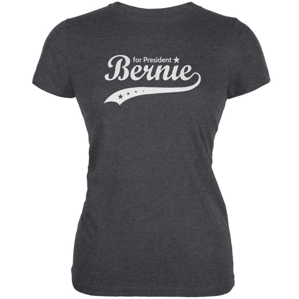 Election 2016 Bernie Sanders for President Swoosh Dark Heather Juniors Soft T-Shirt Juniors T-Shirts Old Glory 2XL Grey