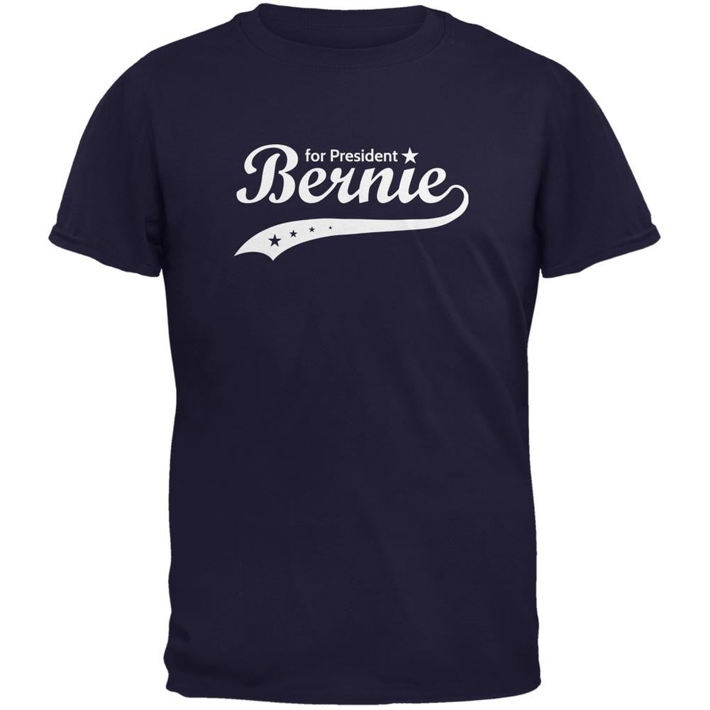 Election 2016 Bernie Sanders for President Swoosh Navy Adult T-Shirt Men's T-Shirts Old Glory 2XL Blue