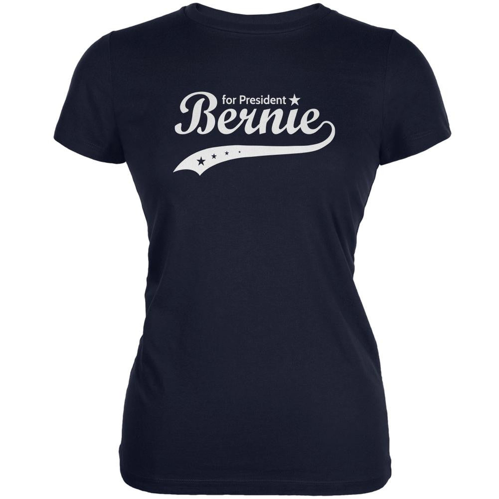 Election 2016 Bernie Sanders for President Swoosh Navy Juniors Soft T-Shirt Juniors T-Shirts Old Glory 2XL Blue